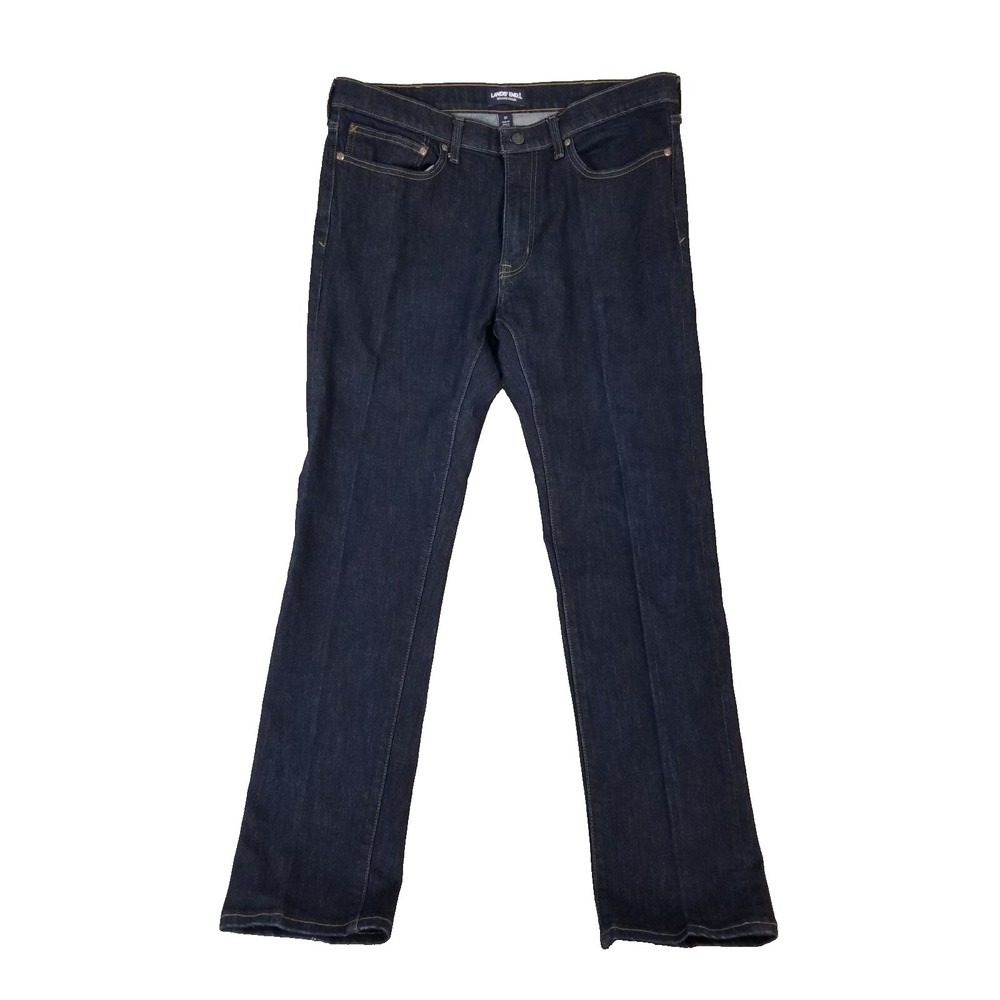 Lands' End Square Rigger jeans men's 37 x 34 slim straight blue stretch denim